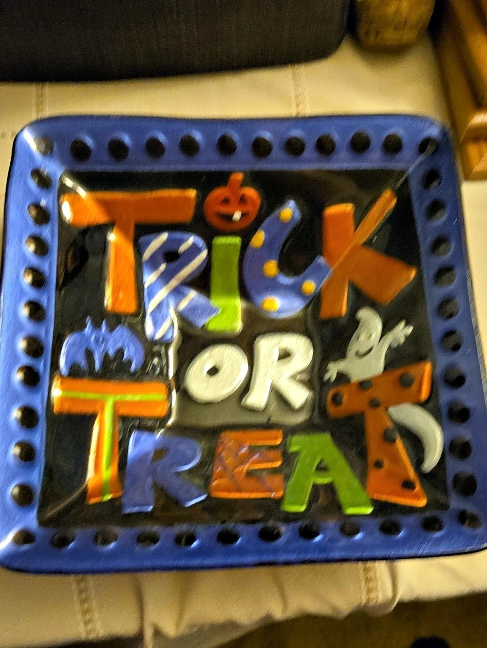 Halloween Decorative Dish in Blue & Black